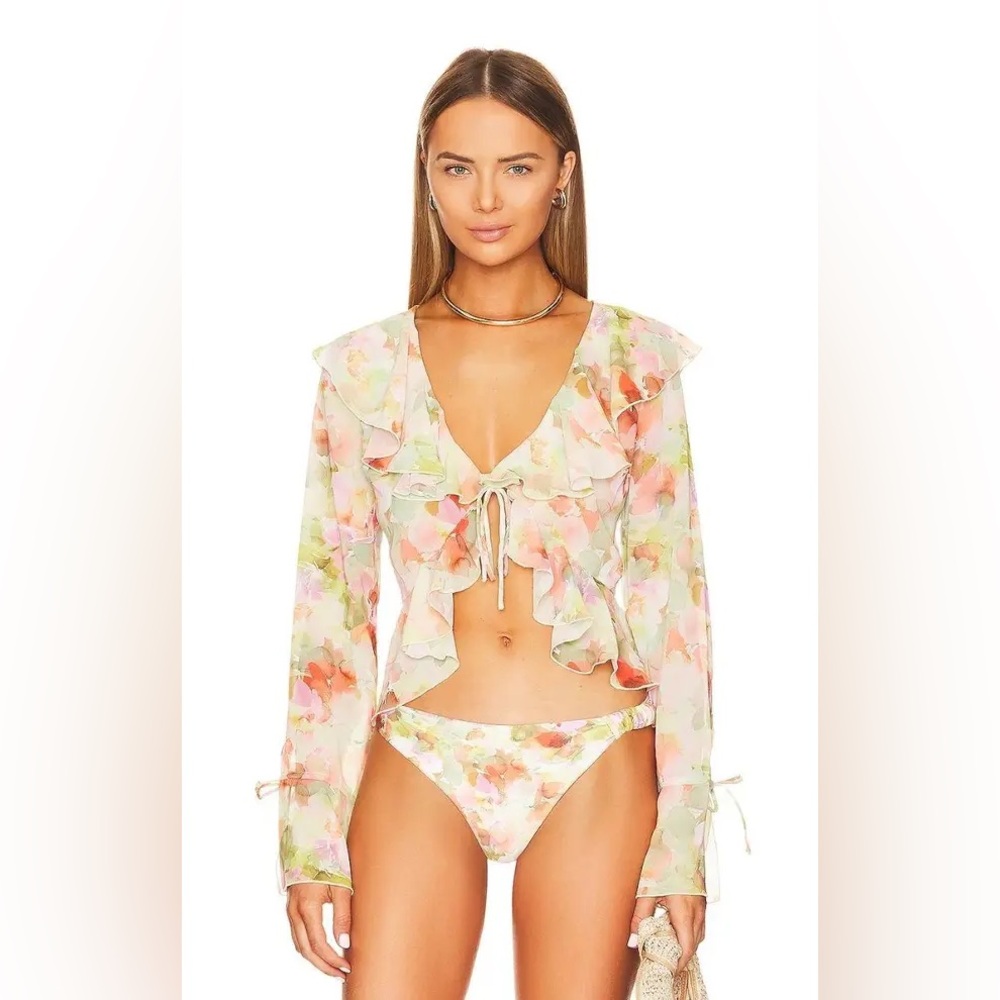 NWOT TULAROSA Maisie Ruffle Long Sleeve Top in Multi Spring Floral size S